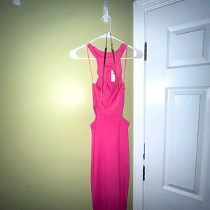 Pink dress with cutouts / with gold belt added